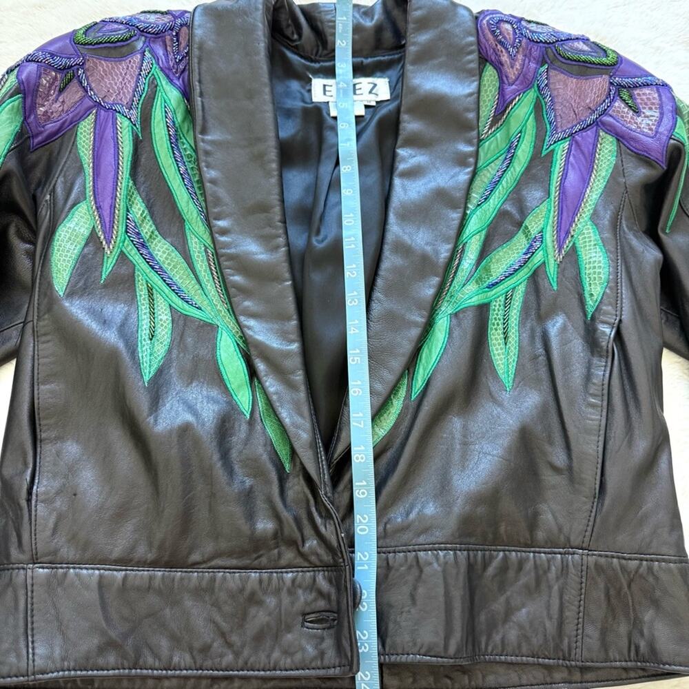 ERES iris flower established leather skin jacket size M - Picture 10 of 11